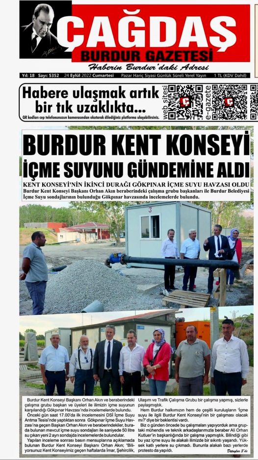 Burdur Kent Konseyi'nin İçme suyu Sondajlarındaki İncelemeleri Yerel Basında...